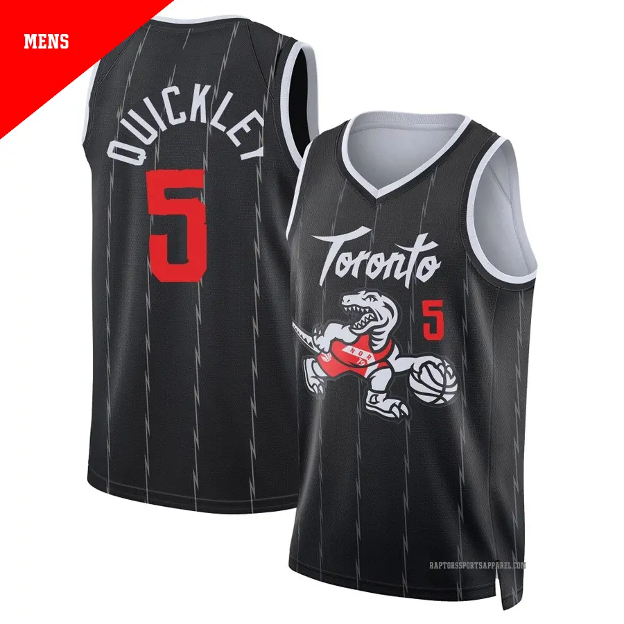 ＃5 Men's Immanuel Quickley Toronto Raptors 2025/26 Swingman Black City Edition Jersey