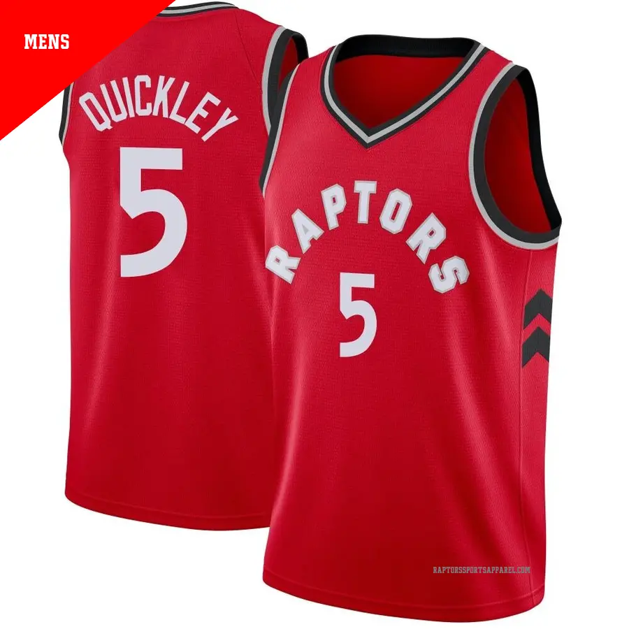 ＃5 Men's Immanuel Quickley Toronto Raptors Red Swingman JerseyIcon Edition