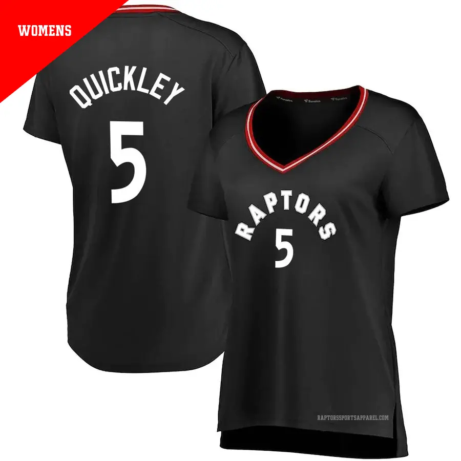 ＃5 Women's Immanuel Quickley Toronto Raptors Black Fast Break JerseyIconic Edition