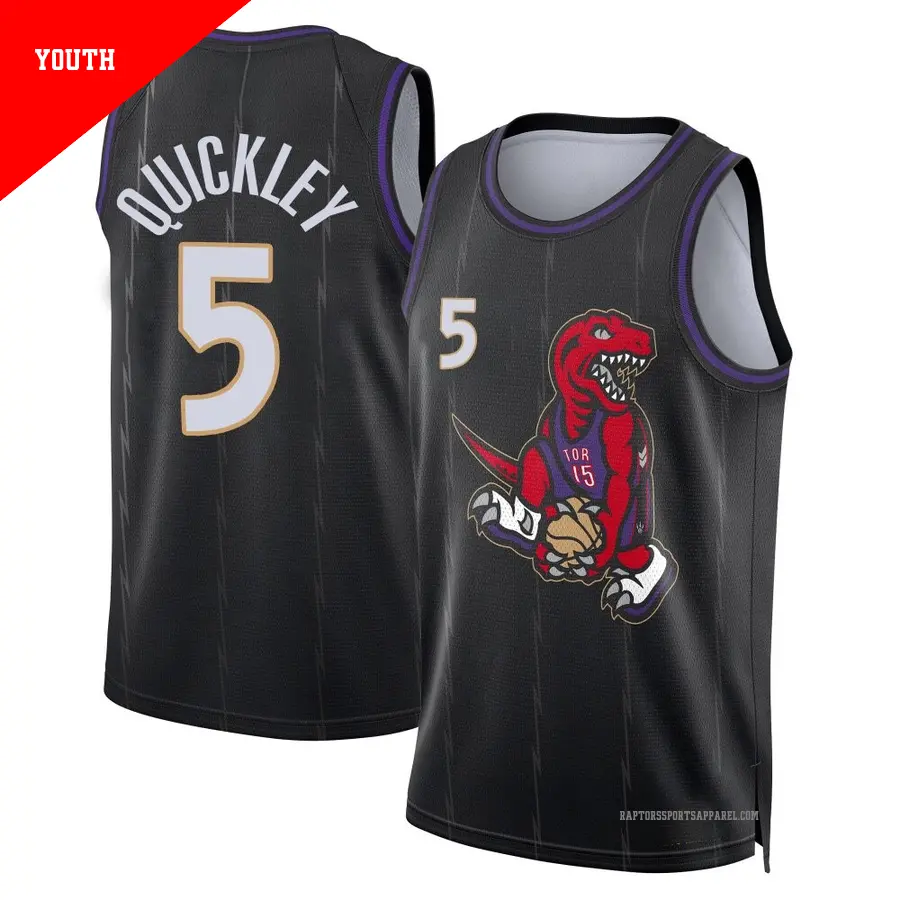 ＃5 Youth Immanuel Quickley Toronto Raptors 2024/25 Swingman Black City Edition Jersey