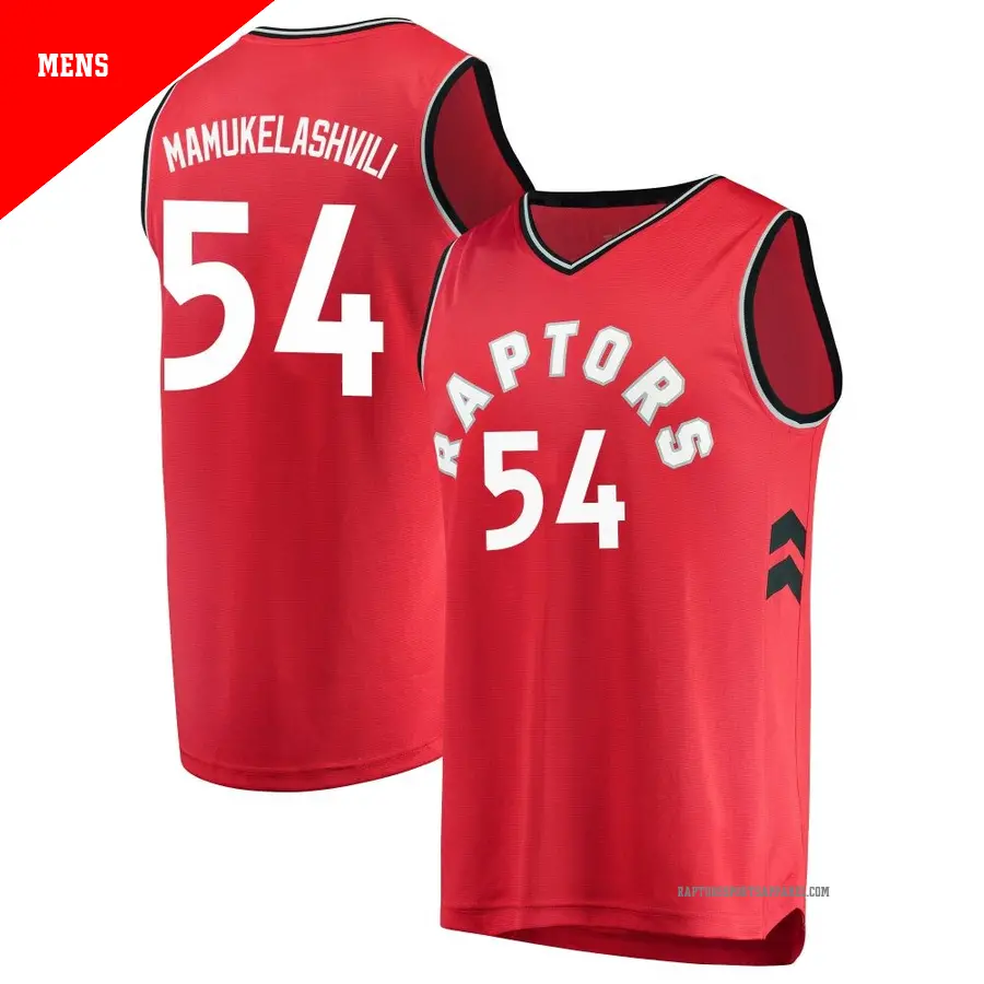 ＃54 Men's Sandro Mamukelashvili Toronto Raptors Red Fast Break Jersey Icon Edition