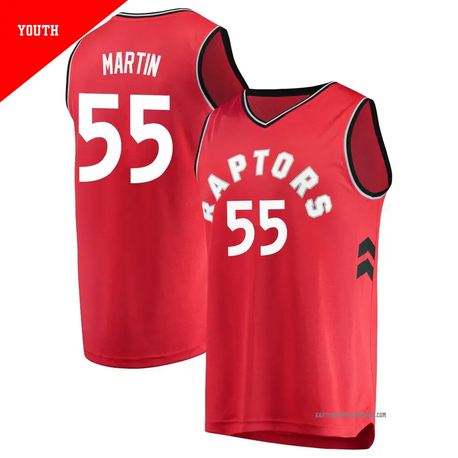 ＃55 Youth Alijah Martin Toronto Raptors Red Fast Break Jersey Icon Edition
