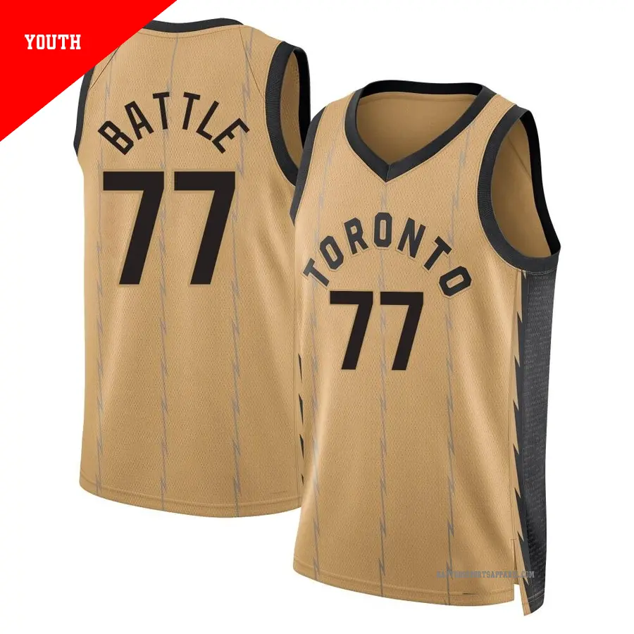 ＃77 Youth Jamison Battle Toronto Raptors 2023/24 Swingman Gold City Edition Jersey
