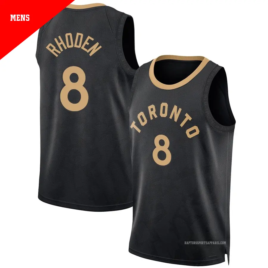 ＃8 Men's Jared Rhoden Toronto Raptors 2022/23 Fast Break Black City Edition Jersey