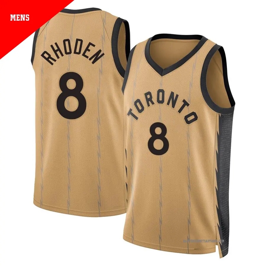 ＃8 Men's Jared Rhoden Toronto Raptors 2023/24 Swingman Gold City Edition Jersey