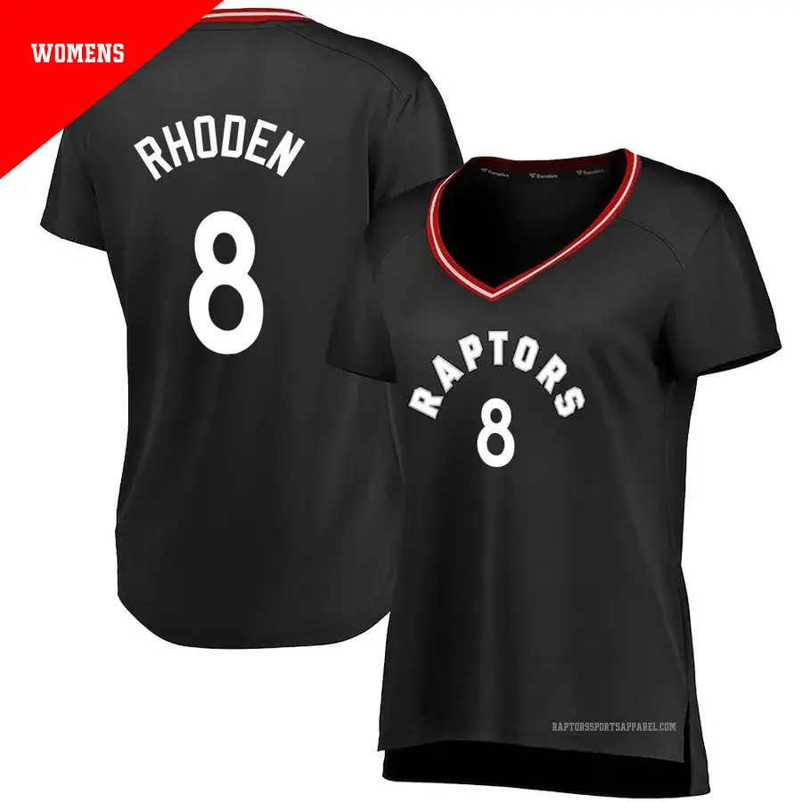 ＃8 Women's Jared Rhoden Toronto Raptors Black Fast Break JerseyIconic Edition