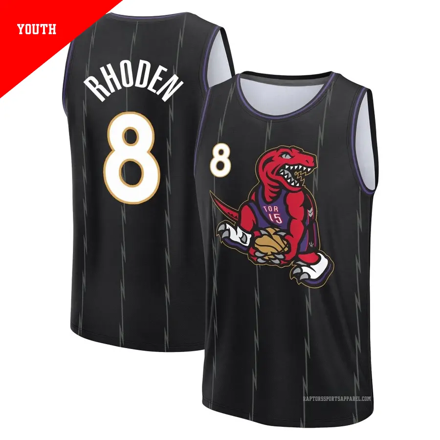 ＃8 Youth Jared Rhoden Toronto Raptors 2024/25 Fast Break Fanatics Black City Edition Jersey