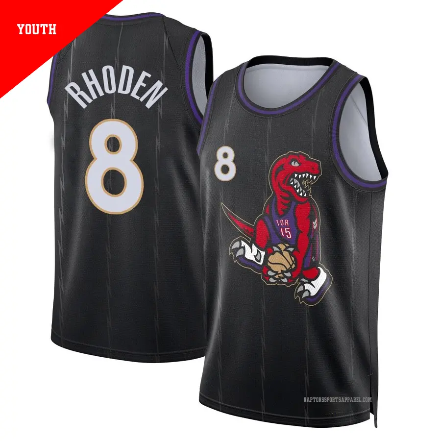 ＃8 Youth Jared Rhoden Toronto Raptors 2024/25 Swingman Black City Edition Jersey