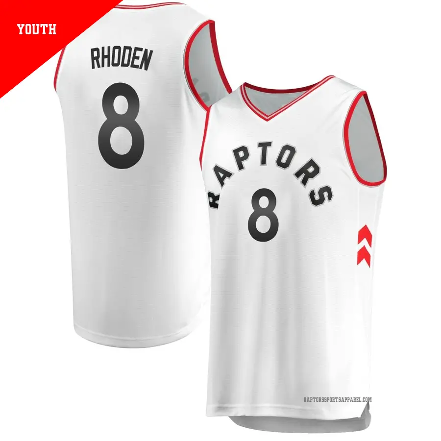 ＃8 Youth Jared Rhoden Toronto Raptors White Fast Break JerseyAssociation Edition