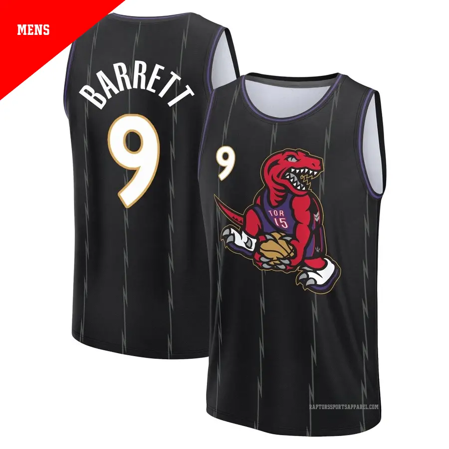 ＃9 Men's RJ Barrett Toronto Raptors 2024/25 Fast Break Fanatics Black City Edition Jersey