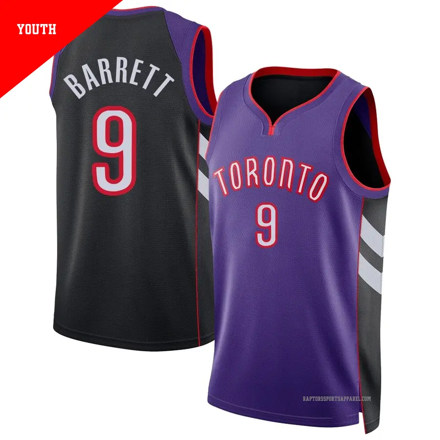 ＃9 Youth RJ Barrett Toronto Raptors 2024/25 Swingman Purple Classic Edition Jersey