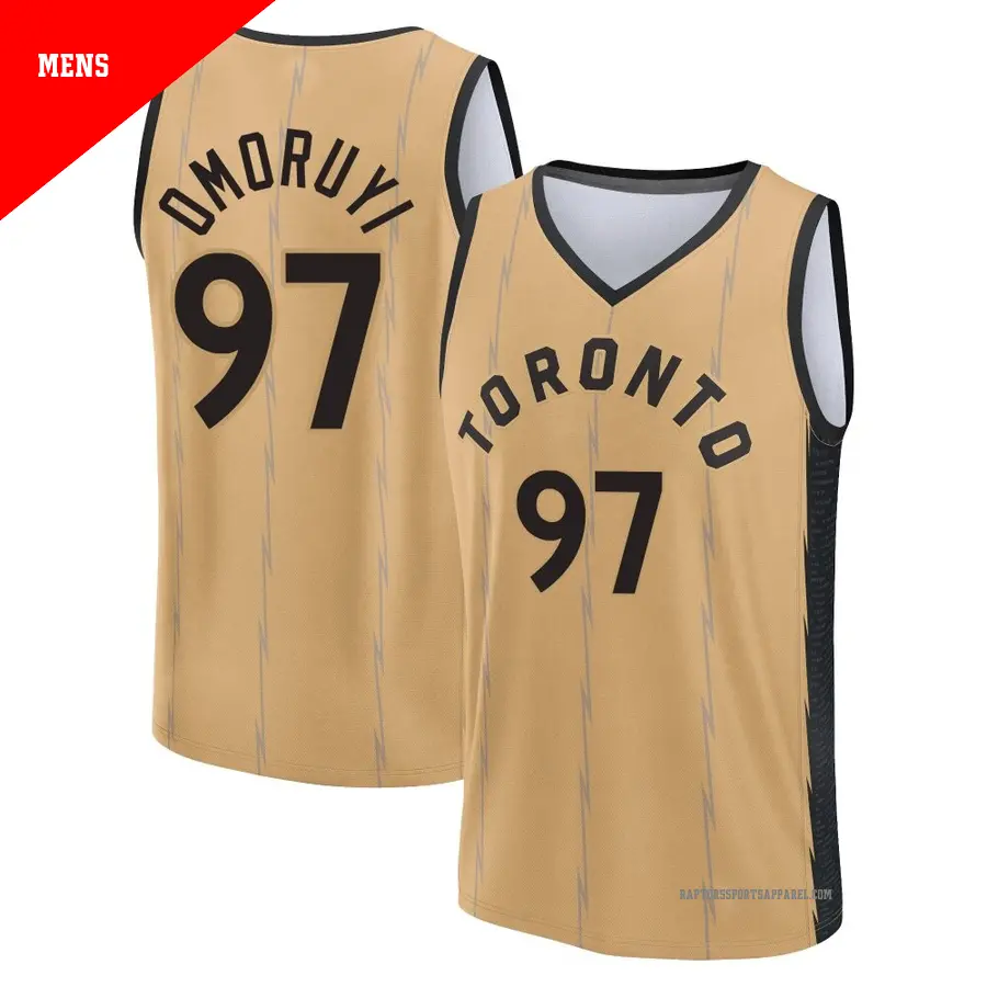 ＃97 Men's Eugene Omoruyi Toronto Raptors 2023/24 Fast Break Gold City Edition Jersey